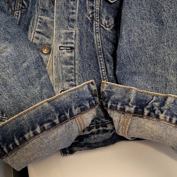 Vintage 80's Levi's Denim Trucker Jacket Red Tab Size 40R Made in USA 70506-0216 - Picture 14 of 16